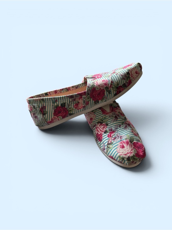 Toms Shoes - Toms Floral Canvas Slip-Ons in Pink and Green